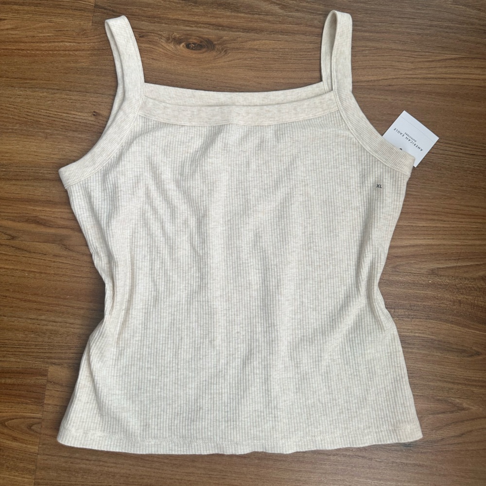Beige Ribbed Tank Top AMERICAN EAGLE - Picture 2 of 4